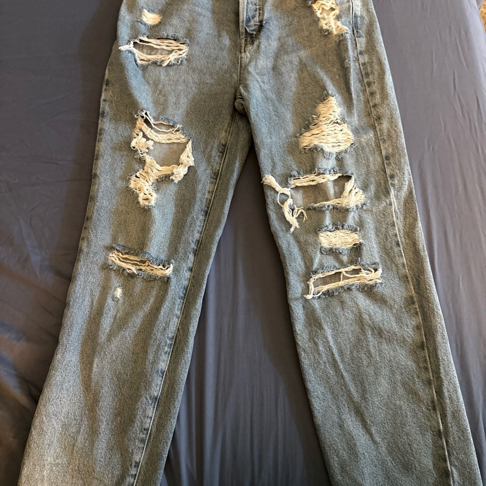 PacSun High Rise Distressed Jeans - Light Blue